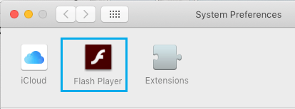Flash Player Tab on Mac System Preferences Screen 