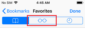 Reading List Icon on iPhone Safari Browser