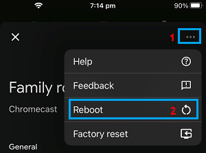 Reboot Chromecast Using Google Home App