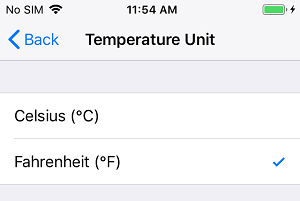 Select Temperature Unit on iPhone