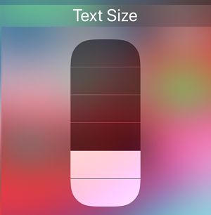 خيار إعدادات حجم النص العمودي في مركز التحكم في iPhone