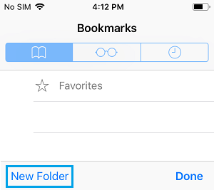 Create New Bookmarks Folder on iPhone Safari Browser
