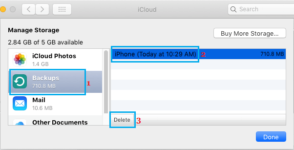 Delete iCloud Backup on Mac