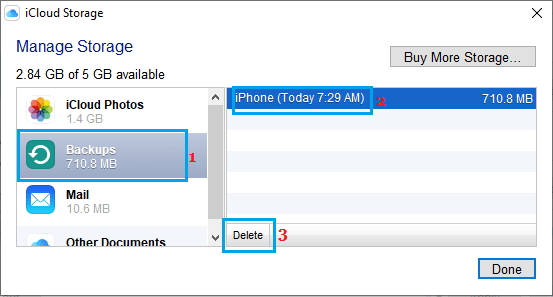 Delete iCloud Backup on Windows PC