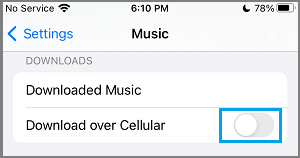 Disable Music Downloads Using Cellular Data