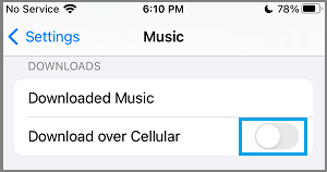 Deaktivieren Sie Musik-Downloads Mit Mobilfunkdaten