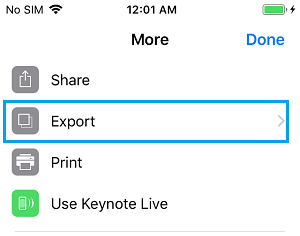 Export Keynote Presentation Option on Mac