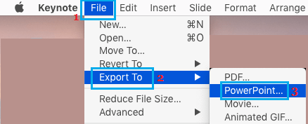 Export Keynote Presentation Option on Mac