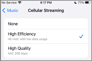 Low Data Usage Streaming Quality