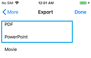 Export Keynote Presentation Options on iPhone