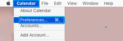 Open Calendar Preferences on Mac