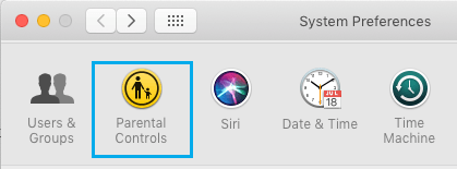 Parental Controls Tab on Mac System Preferences Screen