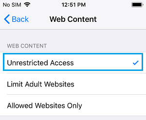 Provide Unrestricted Access For Websites on iPhone