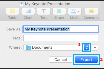 Select Keynote Presentation Save Location on Mac