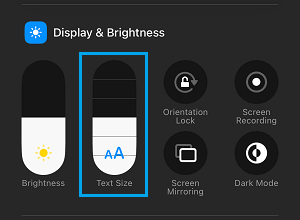 Text Size Icon on iPhone Control Center