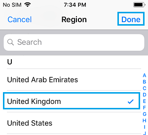 Set United Kingdom As Region on iPhone