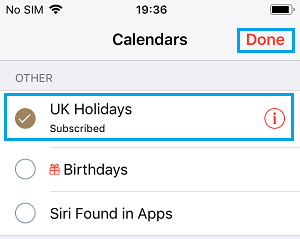 Show UK Holidays on iPhone Calendar