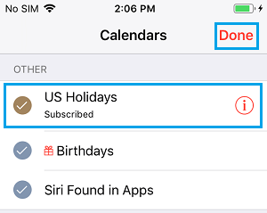 Show US Holidays on iPhone Calendar