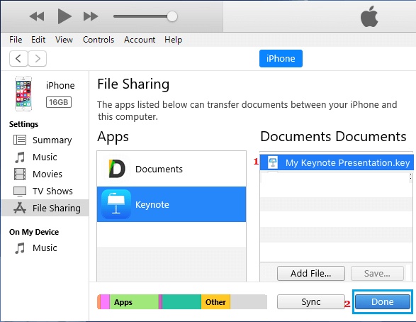 Add Keynote Presentation File From Computer to iPhone