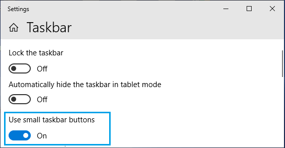 Use Small Taskbar Buttons Option in Windows 