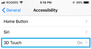 3D Touch Option on iPhone