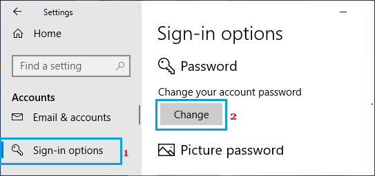 Change Password Option in Windows