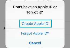 Create Apple ID on iPhone