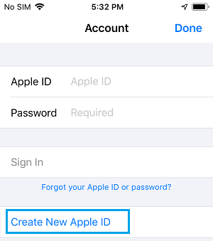 Create New Apple ID Link