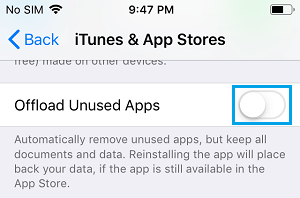 Disable Offload Unused Apps Feature on iPhone