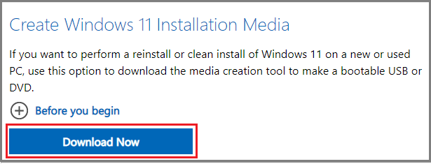 Download Windows 11 Media Creation Tool