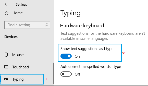 Enable Show Text Suggestions Option in Windows