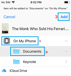 Choose Location for iCloud File