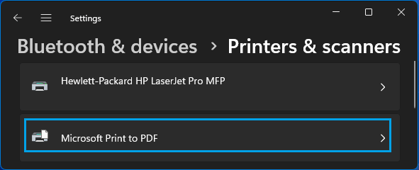 Set Microsoft Print To PDF As Default Windows Printer