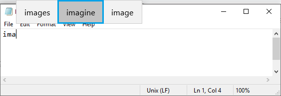 Select Text Suggestion in Windows