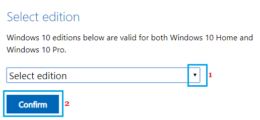 Select Edition of Windows ISO For Download