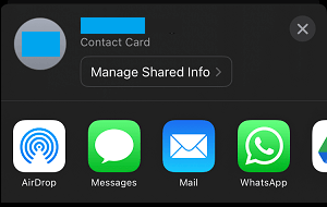 Share Contacts Menu on iPhone Contacts App