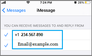 Reply from Phone Number And Email Address option For iMessages on iPhone