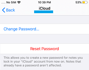 Setzen Sie Die Icloud Notes-Passwortoption Auf Dem Iphone Zurück