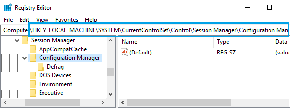 Windows Configuration Manager Registry Entry