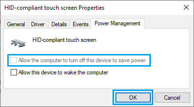 Prevent Touch Screen From Turning OFF to Save Power