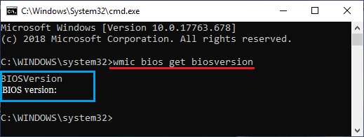 Check BIOS Version Using Command Prompt