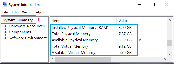 Installed RAM Info on Windows System Inforamtion Screen
