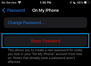 Reset Notes Password on iPhone 