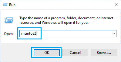 Open System Information Using Run Command