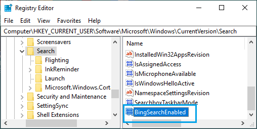 Bingsearchenabled-Registrierungseintrag