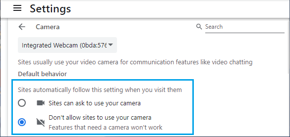 Block Websites From Accessing Camera in Google Chrome