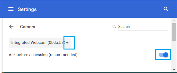Allow Camera Access in Chrome Browser