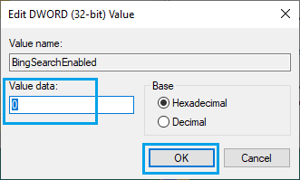 Deaktivieren Sie Die Bing-Suche Im Startmenü Mithilfe Der Registrierung