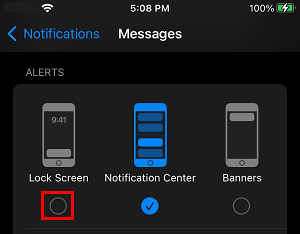 Disable Lock Screen Notifications on iPhone