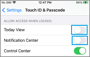 Disable Notification Center and Today View on iPhone Lock Screen